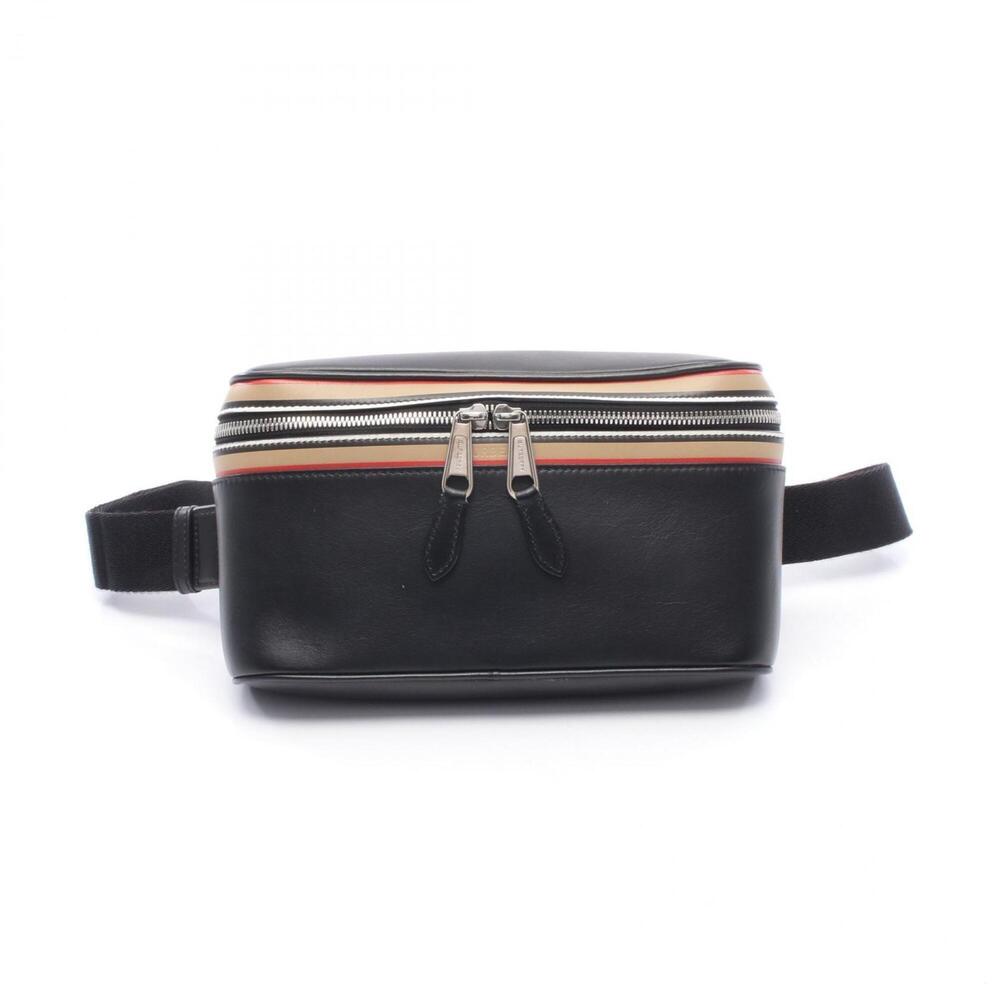 Burberry waist bag, body handbag, leather, men's, black, beige, multicolor
